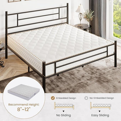 SHA CERLIN 14 Inch King Size Metal Bed Frame with Iron-Art Headboard and Footboard,Under Bed Storage Space,Platform Bed with Metal Slats Support,Easy Assembly,Noise Free,No Box Spring Needed,Black