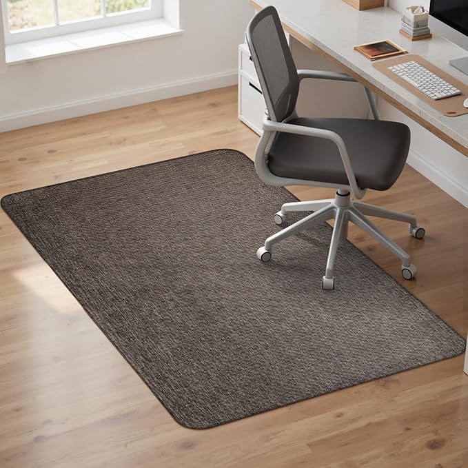 Sycoodeal Office Chair Mat for Hardwood & Tile Floor,Computer Gaming Chair Mat for Rolling Chairs Non-Curve, Anti-Slip, Heavy Duty Floor Protector for Home Office,Dark Coffee (48" x 60")