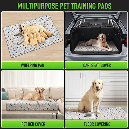 Hompet Washable Pee Pads for Dogs, 40"x26", 2-Pack Thick Heavy Absorbency Reusable Pee Pads Prevent Leakage Non-Slip, Pet Training Pads for Puppy Playpen, Crate, Potty, Floor, Bed, Sofa