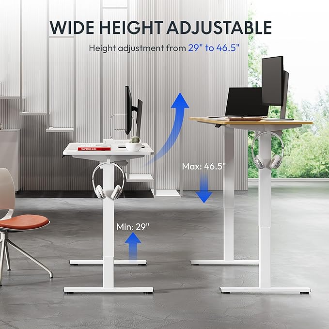 FLEXISPOT Standing Desk Electric Height Adjustable Desk with 40 x 24 Inch Splice Board, Home Office Computer Workstation, White Top + White Frame