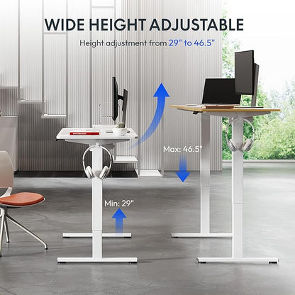 FLEXISPOT Standing Desk Electric Height Adjustable Desk with 40 x 24 Inch Splice Board, Home Office Computer Workstation, White Top + White Frame