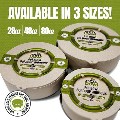 Palz&Co EcoBowl with Lid for Dogs & Cats, 48 oz Green - Natural Bamboo Pet Bowl with Non-Slip Base, Pet Food and Water Dish, Dishwasher Safe
