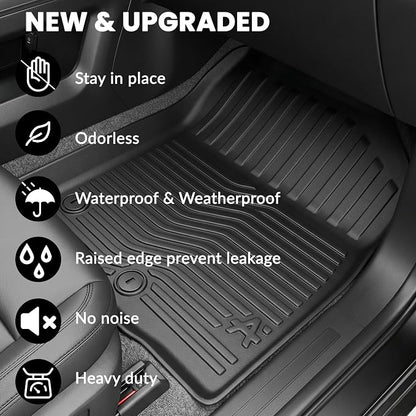 Auxko All Weather Floor Mats Fit for Kia Telluride 2020-2025 with 2nd Bucket Seat Without Center Console Liner Telluride Accessory All Season Guard Odorless Anti-Slip Floor Mat