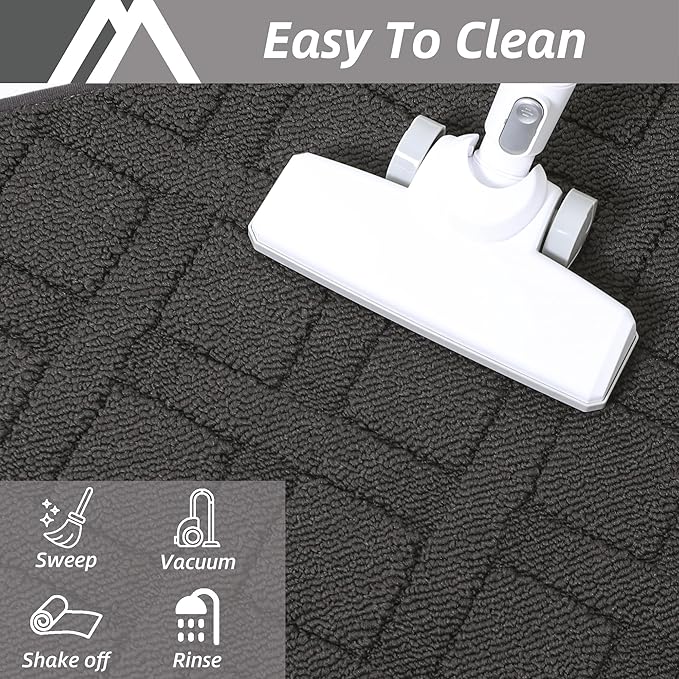 COSY HOMEER Door Mat Indoor Entrance, Non-Slip Absorbent Doormat for Front Door, Low-Profile Entryway Mat for Dirty Paws, Washable Dirt Trapper Mats (20"x32", Dark Grey)