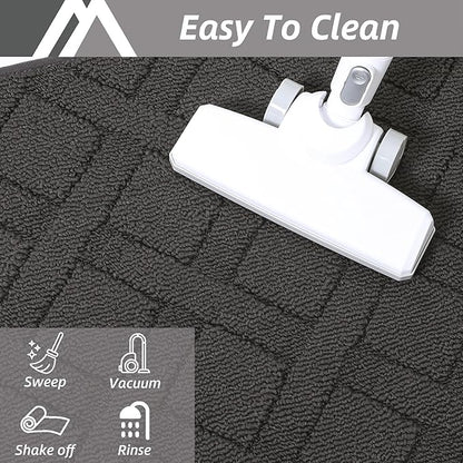 COSY HOMEER Door Mat Indoor Entrance, Non-Slip Absorbent Doormat for Front Door, Low-Profile Entryway Mat for Dirty Paws, Washable Dirt Trapper Mats (20"x32", Dark Grey)