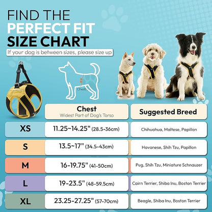 Gooby Escape Free Easy Fit X Step-in Dog Harness, Miami Yellow, Large | Patented escape-free, tightens on back-out; Choke-free X-frame + V-neck; Quick-release buckle; Reflective trim