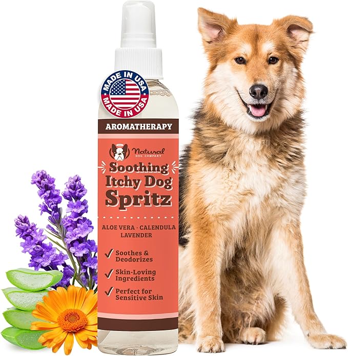Natural Dog Company Itchy Dog Spritz 8 oz – Hypoallergenic Deodorizing Spray with Aloe, Lavender & Calendula – Soothes Itchy Skin, Refreshes Coat Between Baths – Free from Parabens, Sulfate & Alcohol