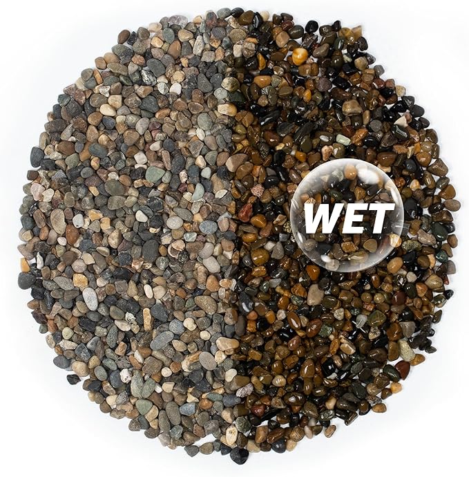 10LB Natural River Rocks, 1/4" Aquarium Gravel, Small Pebbles for Plants, Pea Gravel for Fish Tanks, Decorative Rocks for Gardening, Flower Pots, Vase Fillers, Indoor Fountains (10 LBS)