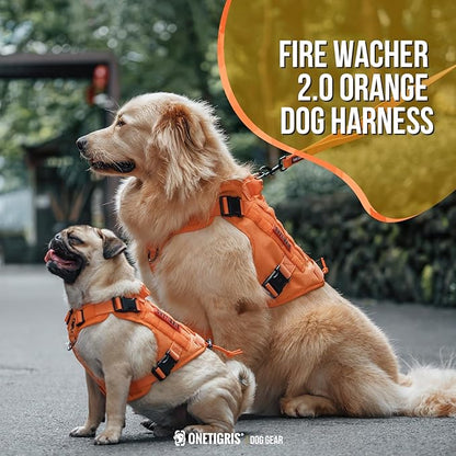 OneTigris Tactical Dog Harness Vest,No-Pull Service Dog Vest with Hook & Loop Panels,Adjustable Dog Vest Harness for Walking Hiking Training(Orange,XS)