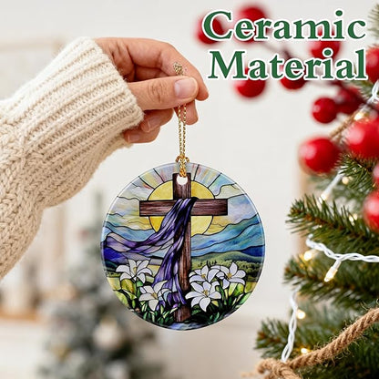 Cross Ornament | Christian Christmas Ornaments, Religious Christmas Decorations, Hanging Ornaments for Tree | Religious Decor, Christian Faith Gifts | Easter Gifts, Baptism Gift, Confirmation Gift