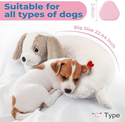 Heartbeat Puppy Toy for Dogs, Heartbeat Stuffed Animal for Anxiety Relief Calming Aid, Heartbeat Stuffed Toy for Behavioral Aid Crate Kennel Training, Puppy Essentials White