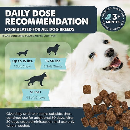 Mighty Paw Waggables Eyes (Made in USA) | Tear Stain Chews for Dogs. Vision and Tear Stain Support Supplements for Dogs. Lutein Supplement. Lubricates Eyes, Immune Support (120 Ct)