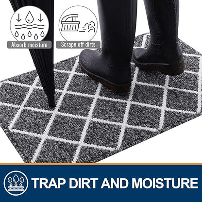 Finchitty Indoor Door Mat, Dirt Resistant and Absorbent, Low-Profile, Non-Slip, Washable Inside Floor Mats for Front Door, Back, and Entrance, 47" x 20", Black