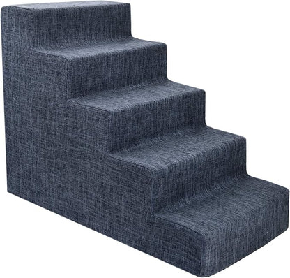 Best Pet Supplies Dog Stairs & Steps - Foam Steps for Small Dogs & Cats, Non-Slip Indoor Balanced Pet Step Support, Dog Ramp, No Assembly, Dark Gray Linen, 5-Step (22.5-inch Height)