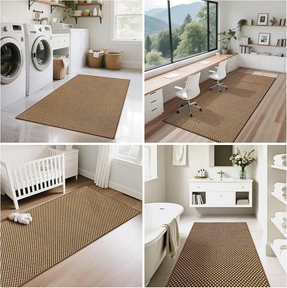 2x6 ft Kitchen Runner Rugs Mat Non Slip Woven Runners for Hallways Washable, Soft Long Entryway Laundry Hall Floor Runner Carpet for Indoor Backdoor Bedroom Living Room, Dark Brown/Coffee