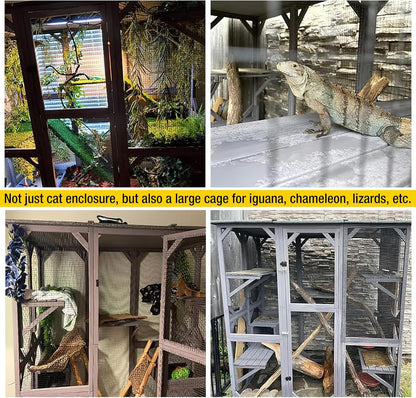 Aivituvin Catio Outdoor Cat Enclosure Large Walk in Cat Kennel Kitten Cage with Platforms and Small Houses