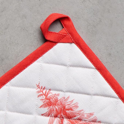 Maison d' Hermine Pot Holders Set 100% Cotton Heat Resistant Potholders 8" x 8" Hot Pads with Loop for Thanksgiving Christmas Decorations BBQ Cooking Baking Handling Hot Pans (Pack of 2, Winter Jouy)