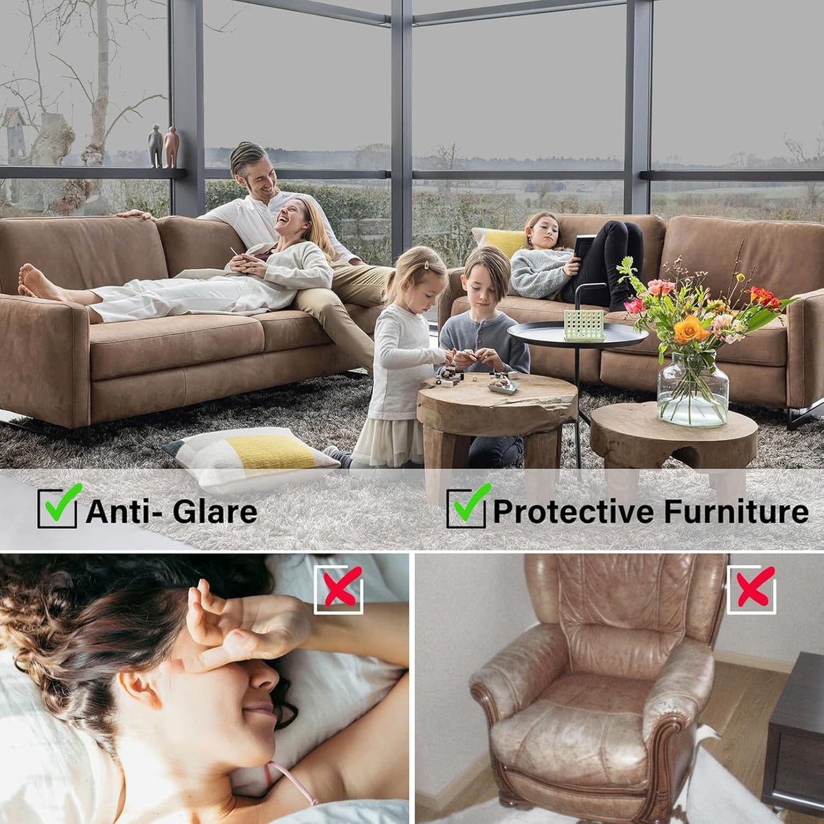 Kromapolis One Way Window Privacy Film Reflective Mirror Home Window Tint, Daytime Privacy Heat Control Anti UV Glass Tinting Static Cling (Silver, 29.5 x 78.7 inch)