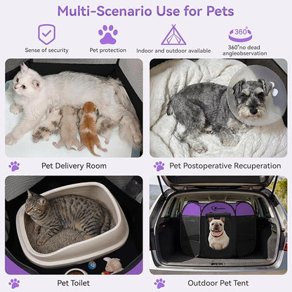 Siedihit Dog Playpen, Puppy Pet Playpen, Dog Crate Tent Cage Indoor | Outdoor, Portable Pop Up Dogs Kennel Playpen with Carrying Case for Dogs/Cats/Rabbits, Purple, Medium