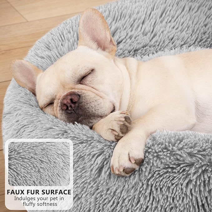 MIXJOY Orthopedic Dog Bed Comfortable Donut Cuddler Round Pet Beds Ultra Soft Washable Dog and Cat Cushion Bed (30'', Light Grey)
