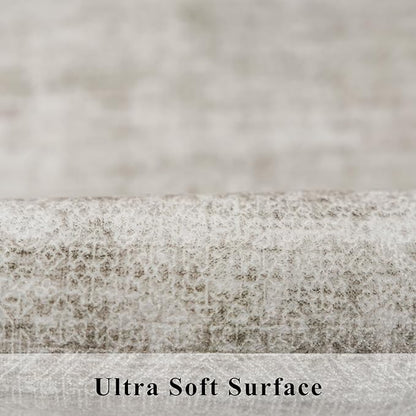 4x8 Washable Kitchen Area Rug: Farmhouse Stain-Resistant Abstract Rug for Living Room Bedroom Wide Soft Carpet for Entryway Dining Room Thin Hallway Floor Mat with Non Slip Backing(4x8,Beige/Ivory)