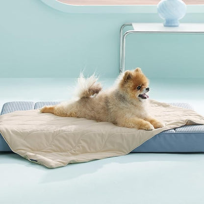 Bedsure Premium Cooling Blanket for Small Dog - Q-MAX>0.5, Breathable Summer Washable Cold Pet Throw Blanket, Soft Durable Self Cooling Cat Mat for Hot Weather, Gentle Cream, 25x35