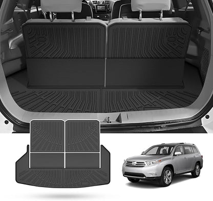 Highlander Cargo Liner - Trunk Mat for Toyota Highlander (Non-Hybird) 2008-2013, All Weather Cargo Mat for Highlander Accessories, Heavy Duty Car Mats, Car Accessories