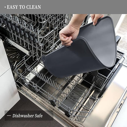 Waterproof Pet Feeding Mat with High Raised Edges, Heavier and Thicker Placemats for Cat Dog Water Bowl with BPA Free, Dogs Cats Food Mats for Messy Drinkers to Prevent Spill and Protect Floors