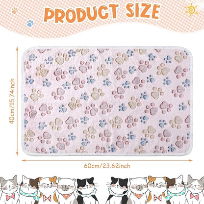 Tatuo 4 Pack Fleece Dog Blankets for Puppy Cats Multi-Size Sleep Mat for Pet Guinea Pig Soft Washable Warm Crate Bed Puppy Teething Toys Print Pattern Blanket Indoor(Beige,24 x 16 Inch,Paw)