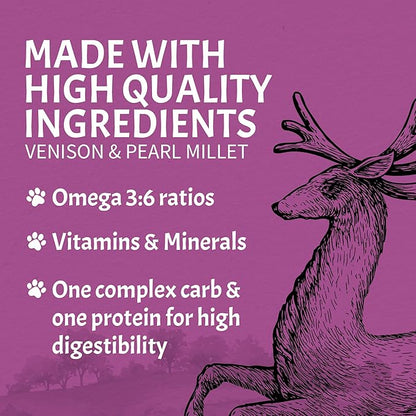 Canine Caviar - Leaping Spirit: Venison & Pearl Millet Alkaline Dry Dog Food, Limited Ingredients, Gluten-Free, Based on Science & Research, Veterinary Alternative Diet (22 Pound Bag)