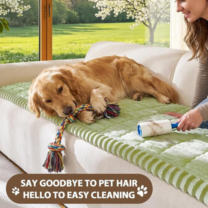 FUANGUI Waterproof Couch Cover Sofa Cover for Dogs and Pets Sofa Protector | Non-Slip Washable Fuzzy Soft Cat Sofa Slipcover for 2-3 Cushion Couch Sofa Pet Friendly, Grass Green, 27.6" x 70.9", 1 pcs