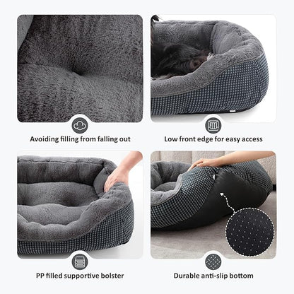 Large Dog Beds for Large Dogs Washable, Rectangle Dog Beds Large Sized Dog, Orthopedic Dog Bed, Warming Soft Sleeping Puppy Bed Durable Pet Bed with Anti-Slip Bottom L(35"x25"x10")