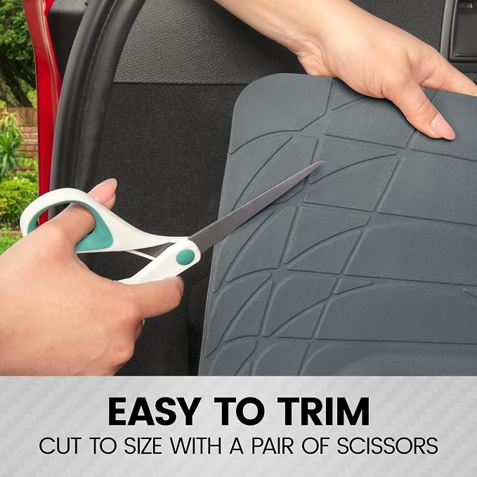 BDK Heavy Duty Rubber Cargo Mat Liner - All-Weather Trunk Protection, Trim-to-Fit Design for Cars, SUVs, Vans & Trucks - Non-Slip, Waterproof, Durable Cargo Floor Liner - 46" x 56.75" x 0.25" - Gray