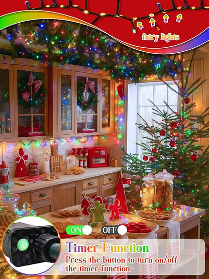 2025 New Christmas Cluster Lights 960 LED with Flowing Twinkling, Firecracker Fairy Lights with 15 Modes & Timer, Waterproof Christmas String Light for Indoor Outdoor Xmas Tree Party Garden Multicolor
