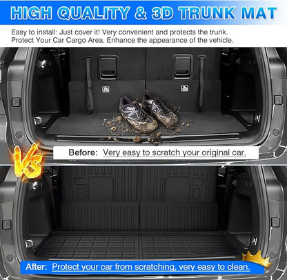 Cargo Mat Fits for Jeep Grand Cherokee L 2021-2025 2026, All Weather TPE Rear Cargo Liner Trunk Mat with 3rd Row Seatback Cover for Jeep Grand Cherokee L Accessories