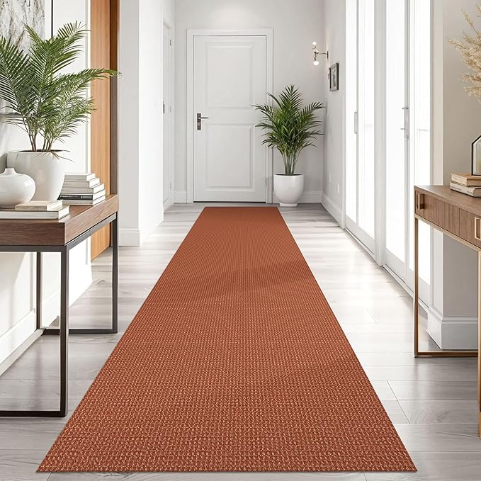 KOZYFLY Runners for Hallways 3x10 ft Washable Kitchen Runner Non Slip Rubber Backed Hallway Rugs Cotton Entryway Runner Rug Floor Carpet for Indoor Hall, Backdoor, Kitchen, Orange/Tan