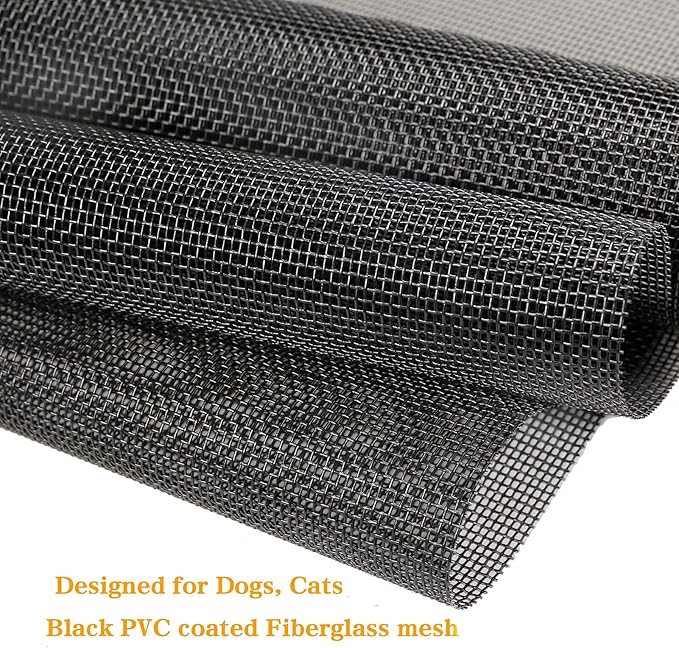 Tooltriz Pet Proof Window Screen Replacement, 48“ x 100" Upgraded Thicken Charcoal Fiberglass Mesh for Sliding Pet Screen Door Repair Kit - Screen Door Protector for Dogs Patio Screen mesh