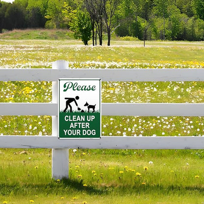 Clean Up After Your Dog Signs, 10x7in Optional Accessory Bundle, Please Pick Up Your Dog Poop, no poop signs for yard Keep Off Grass,4pc,zinclue