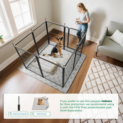 FXW Rollick Unleashed Dog Playpen for Indoor, Yard, RV Camping, 40 inch 8 Panels for Medium and Large Dogs, Black│Patented