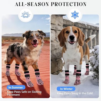 Non-Slip Dog Socks for Hardwood Floors Anti Slip Double-Sided Grippy Socks for Senior Dogs to Prevent Licking Paws, Scratching & Hot Pavement Premium Dog Paw Protector with Grippers Pink XXL