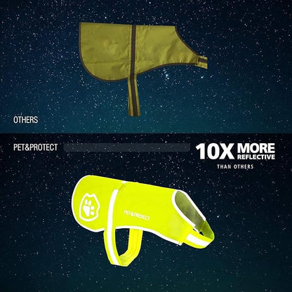 Reflective Dog Coat for Safety – Ideal Dog Vest for High-Visibility When Walking, Jogging or Training – Sizes to Fit Small, Medium, Large Breeds 16-130 lbs (Large) Neon Yellow