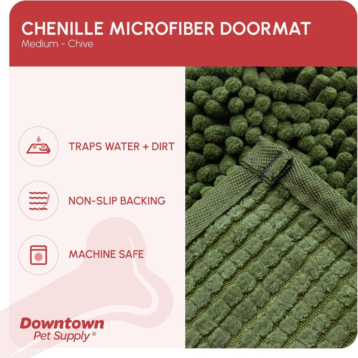 My Doggy Place Medium Chive Microfiber Dog Mat, 31" x 20", Rubber Backed, Absorbent, Quick Drying, Machine Washable