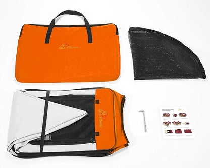 Pawer 45”×24” 8-Panel Foldable Pet Playpen, Orange+Grey, Personalize Embroidery Extra Fabric Piece Available, for Cat/Dog/Puppy, 600D Oxford Cloth Portable Indoor & Outdoor Kennel with Carry Bag