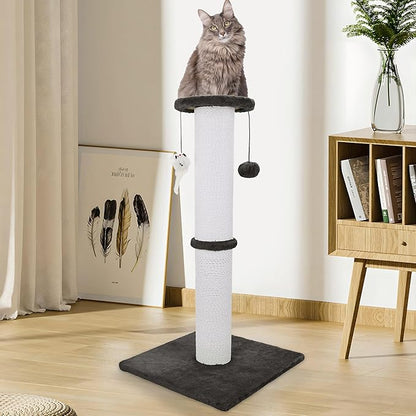 Cat Scratching Post 34 Inches Heavy Duty and Thicker Cat Scratching Post Sisal Rope with Hanging Ball and Mice Scratching Post for Indoor Cats and Adult(Black)