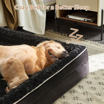 WNPETHOME Orthopedic Washable Dog Bed Large for Senior Dog Cozy Sleep | Waterproof Big Soft Dog Couch Sofa Bed for Dogs Relax with Removable Cover Supportive Comfort Pet Bed Black 36x27 Inch