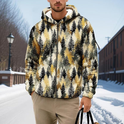 Men's Camouflage Hunting Fleece Lined Hoodie Camo Jackets Zip Up Long Sleeve Casual Winter Coats Hood Outerwear