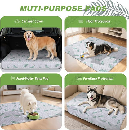 WanpeeGoo Washable Pee Pads for Dogs, 2Pack Reusable Puppy Pads, Super Absorbent & Leakproof Dog Pads, Anti-Slip Dog Pee Pads for Puppy Training & Incontinence, Leaf Pattern 36"x54"
