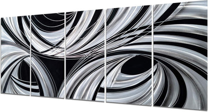 Yihui Arts Black and White Metal Art Wall Decor Hand Crafted Abstract Aluminum Artwork Modern Wall Sculpture Home Accent for Living Room Bedroom Dinning Decor
