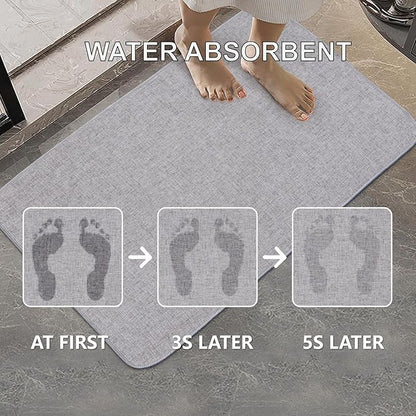 Indoor Door Mat, 1/10 in Ultra Thin Door Mat, Non-Slip Natural Rubber Backing Inside Doormat, Washable, Low-Profile Entrayway Mats, Durable Dirt Trapper for Various Entrance, 35''X24'' Grey