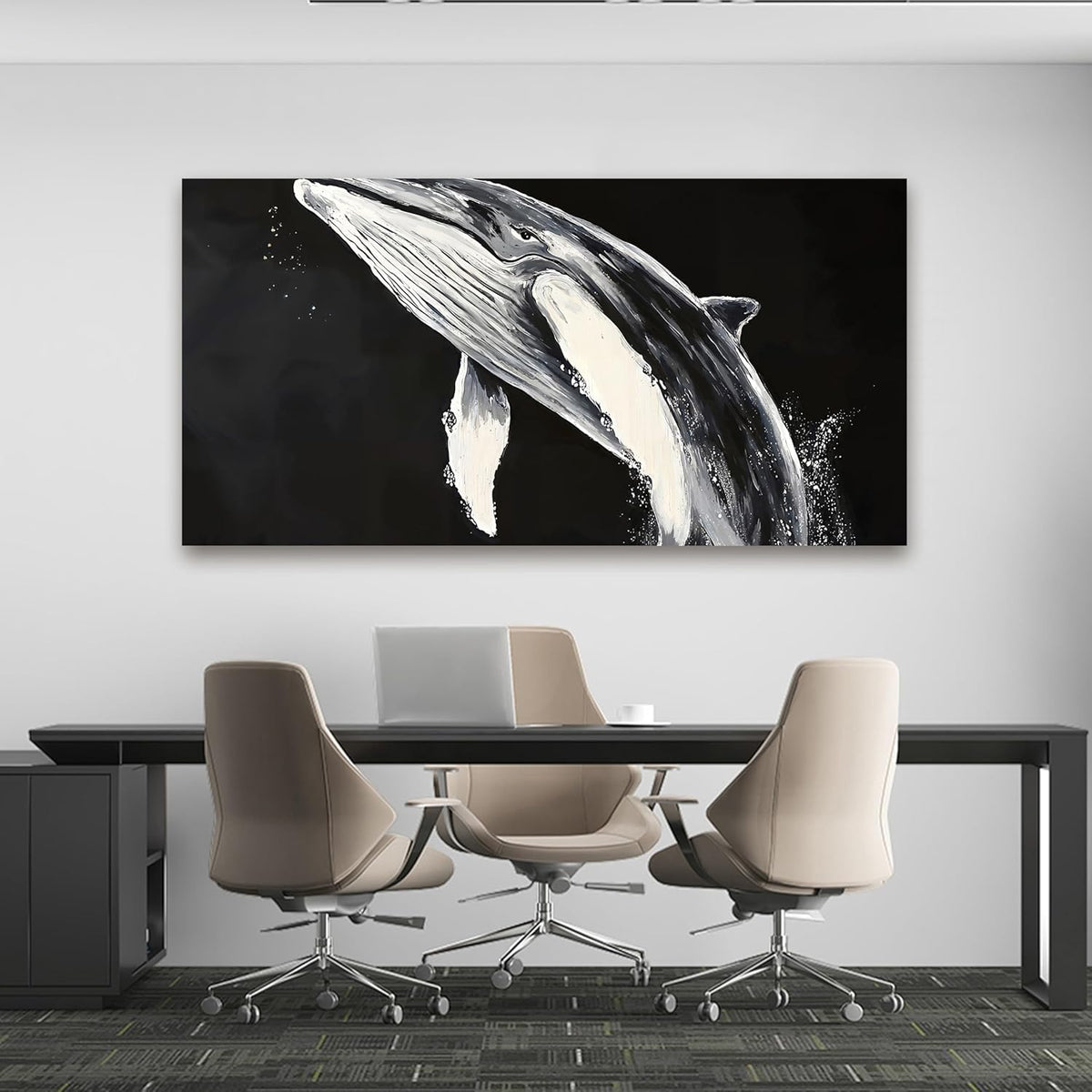 Canvas Wall Art Decor Black and White Wall Art Prints Large Modern Wall Art for Living Room Large Canvas Art Wall Decor Minimalist Whales Decorations Artwork for Walls Bedroom Office Decor 24" X 48"